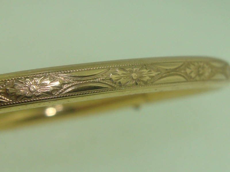 Art Nouveau LESTAGE gold-filled floral bangle bracelet