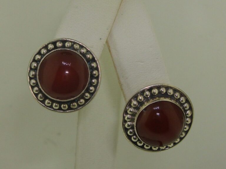 Vintage sterling silver carnelian earrings, 925 silver, polished gemstones