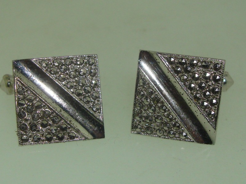 Vintage 1951 B&K sterling silver and marcasite cufflinks