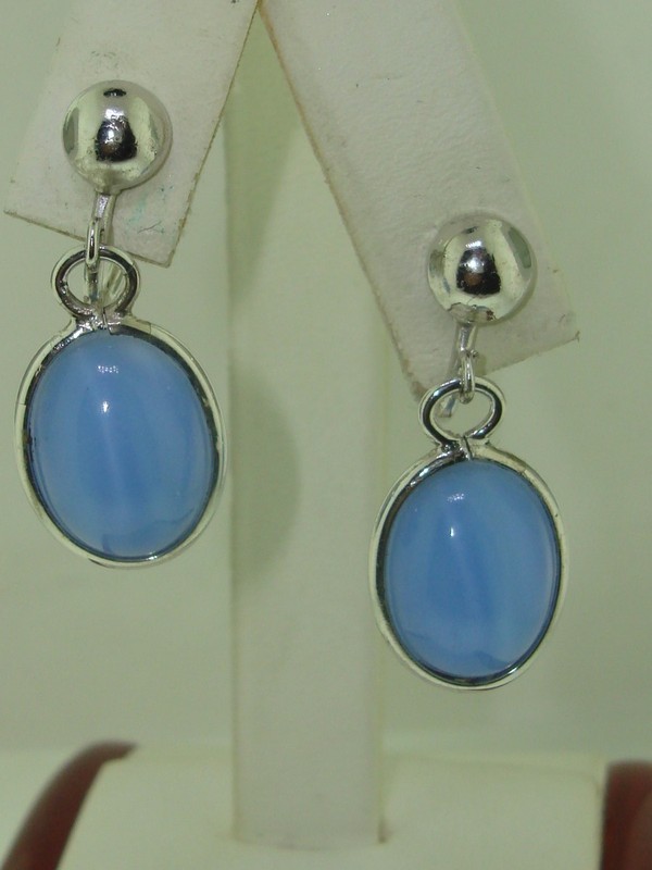 Vintage 1960s Sterling Silver Faux Sapphire Dangle Earrings