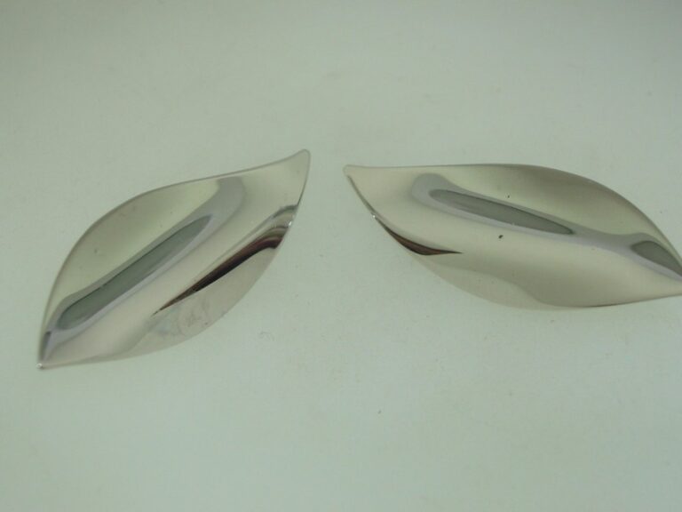 Vintage Monet clip-on earrings, 1960s-70s, silver tone, ultra-modern design