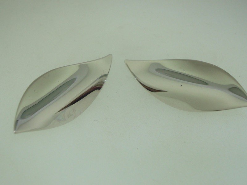 Vintage Monet clip-on earrings, 1960s-70s, silver tone, ultra-modern design