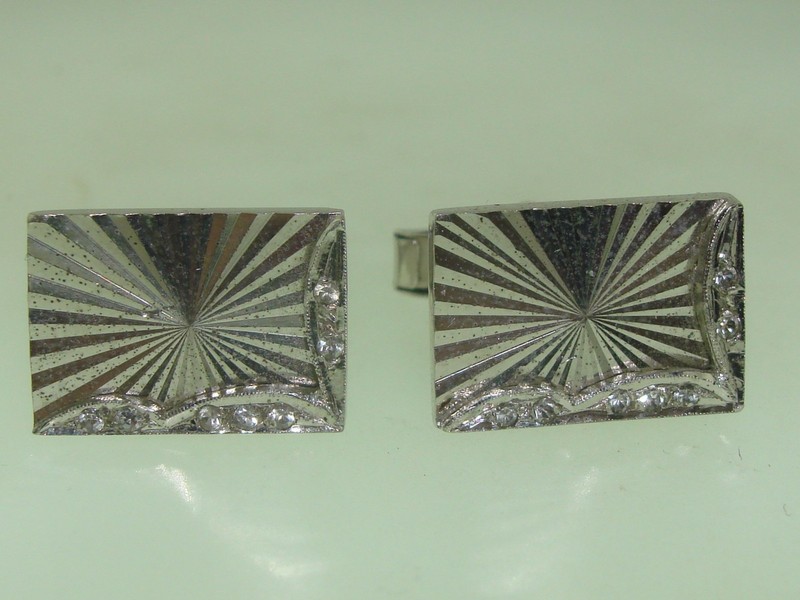 Vintage Mexico Eagle Sterling Silver Cufflinks with Sparkling Quartz