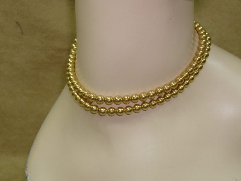 Vintage Monet gold bead necklace, 1950s, 28 inches