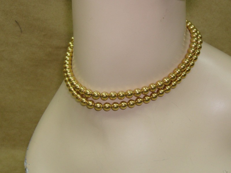 Vintage Monet gold bead necklace, 1950s, 28 inches