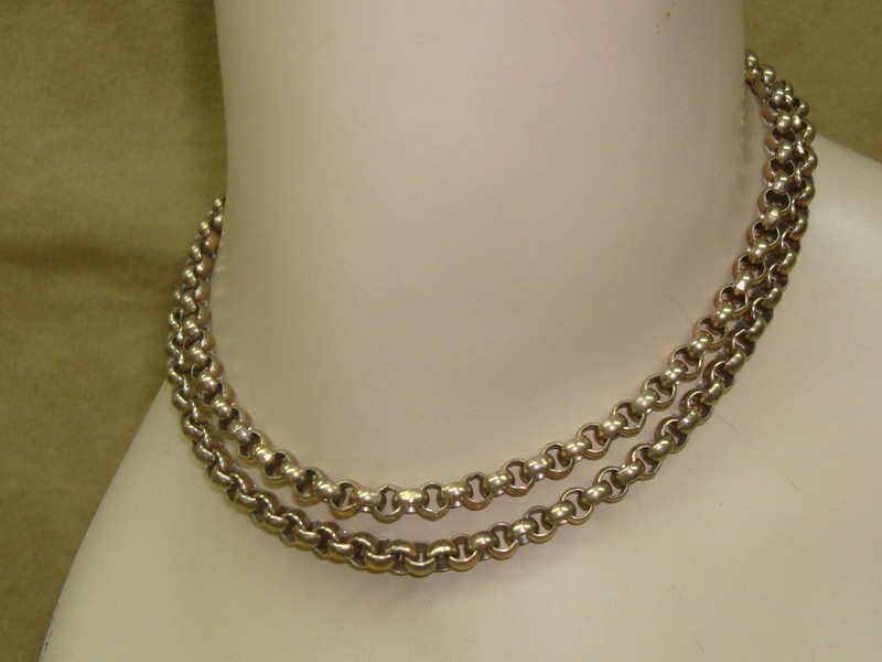 Vintage 1940s gold tone rolo link choker necklace