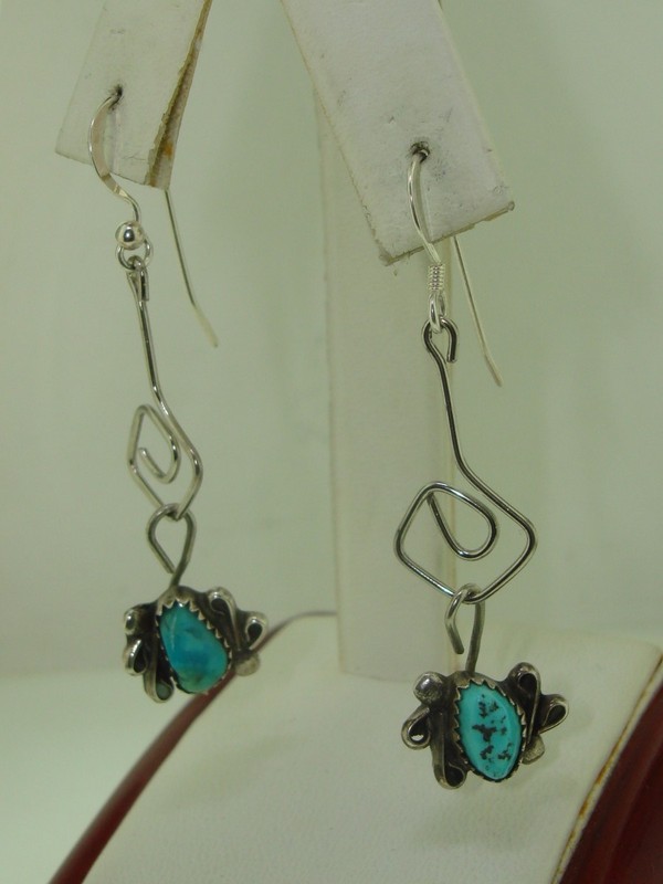 Vintage sterling silver and turquoise dangle earrings