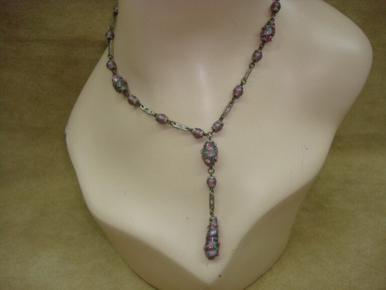 Vintage Murano Glass Wedding Cake Bead Necklace