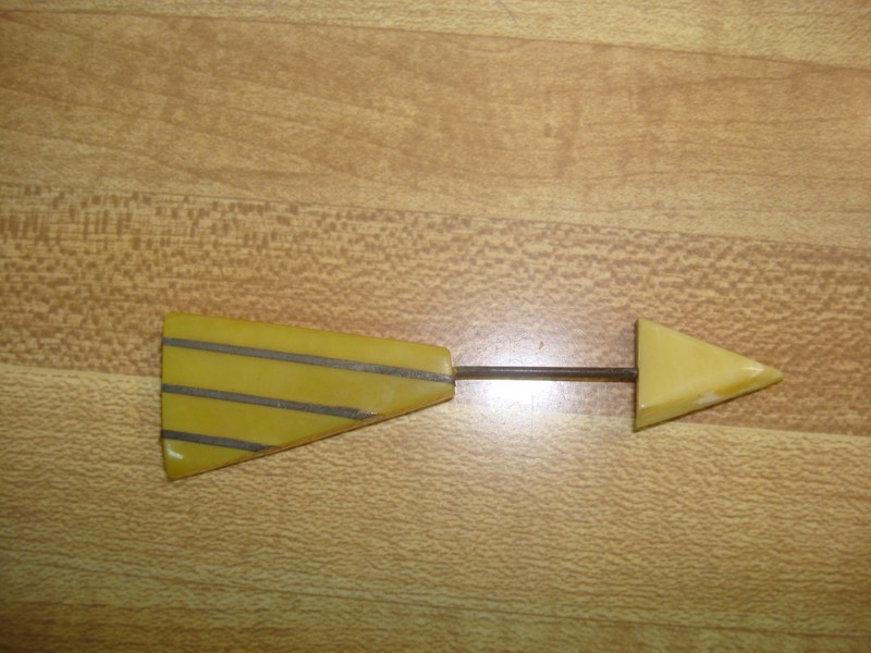 Vintage Art Deco Lucite Jabot Pin with Silver Inlay