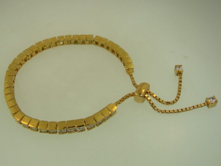 Gold-tone sparkling cubic zirconia tennis bracelet with adjustable slider