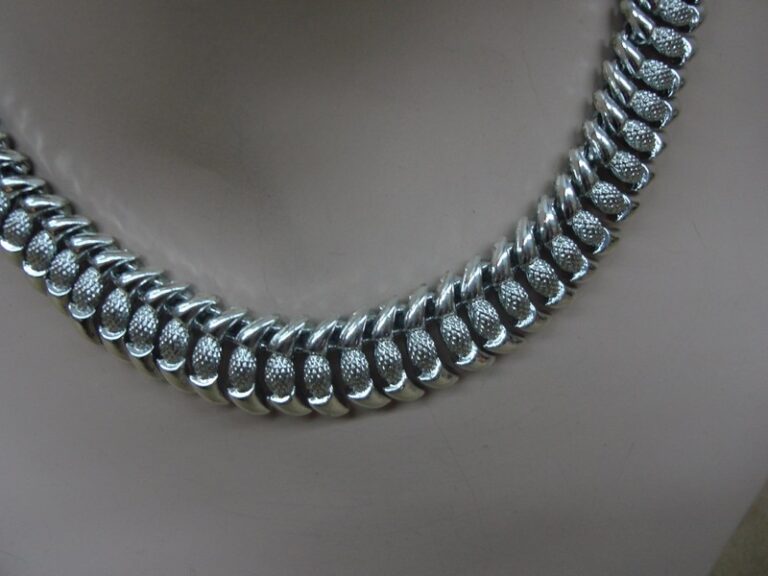 Vintage Coro Pegasus silver choker necklace, 1950s-60s