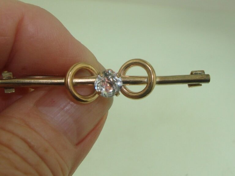Victorian Rose Gold Filled Bar Pin with Sparkling Paste Stone