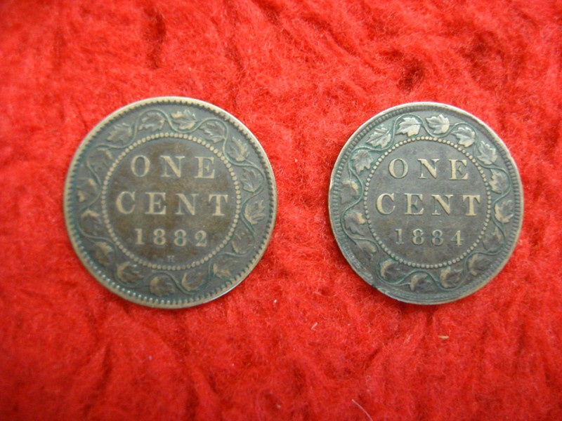 1882 H and 1884 Queen Victoria Large Cents