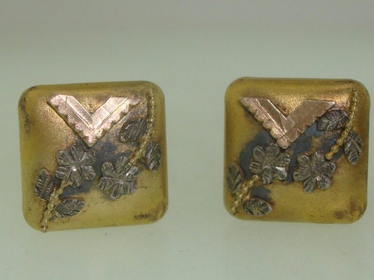 Antique Victorian gold washed collar buttons, 1880s