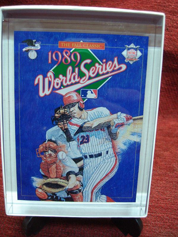 1989 World Series Mini Program Paperweight in Lucite Case