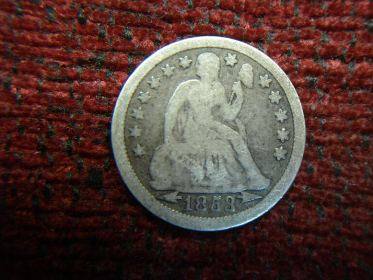 1853 Seated Dime Variety 3 in circulated condition