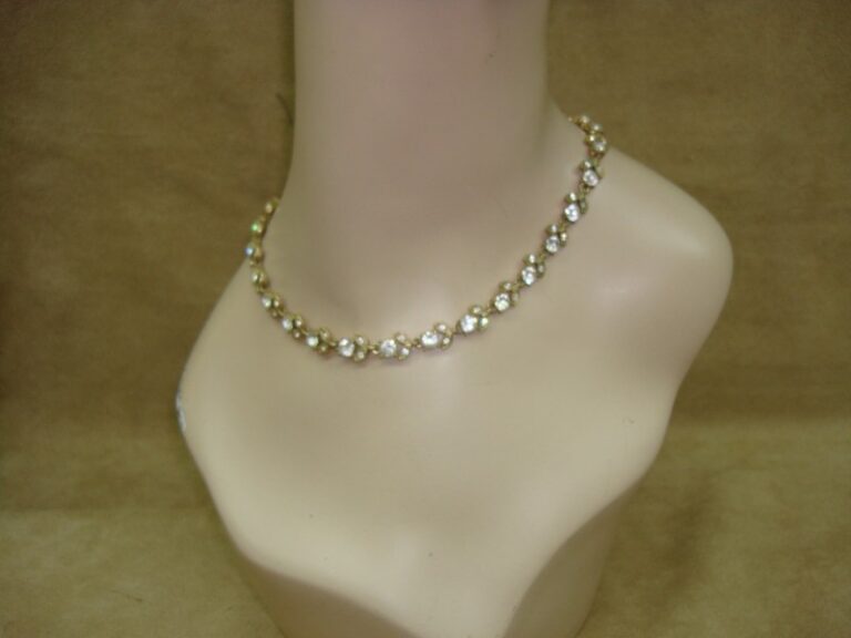 Vintage Napier gold-tone choker necklace with rhinestones, 1950s-60s