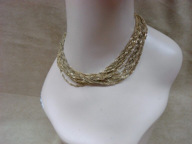 Vintage 1970s Kenneth Cole 10-strand gold tone sparkle chain necklace
