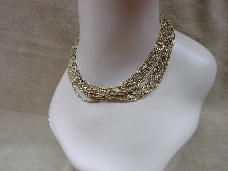 Vintage 1970s Kenneth Cole 10-strand gold tone sparkle chain necklace
