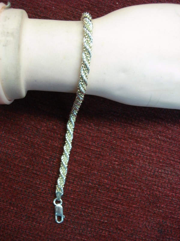 Sterling silver rope bracelet with gold vermeil beads