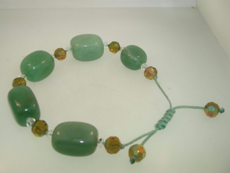 Chrysoprase and AB crystal bracelet with polished gemstones and iridescent beads
