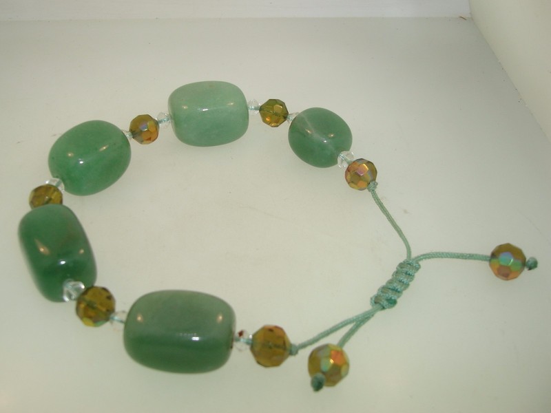 Chrysoprase and AB crystal bracelet with polished gemstones and iridescent beads