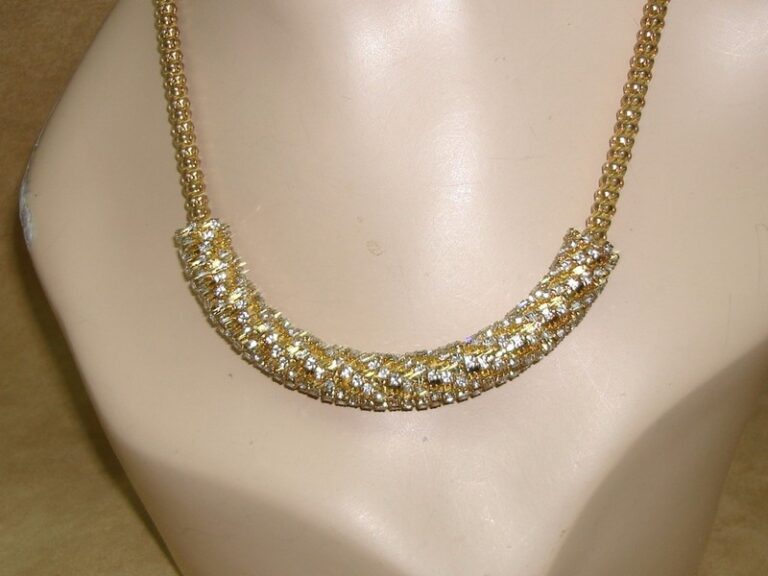Alfani rhinestone necklace with a snake chain and sparkling prong-set rhinestones.