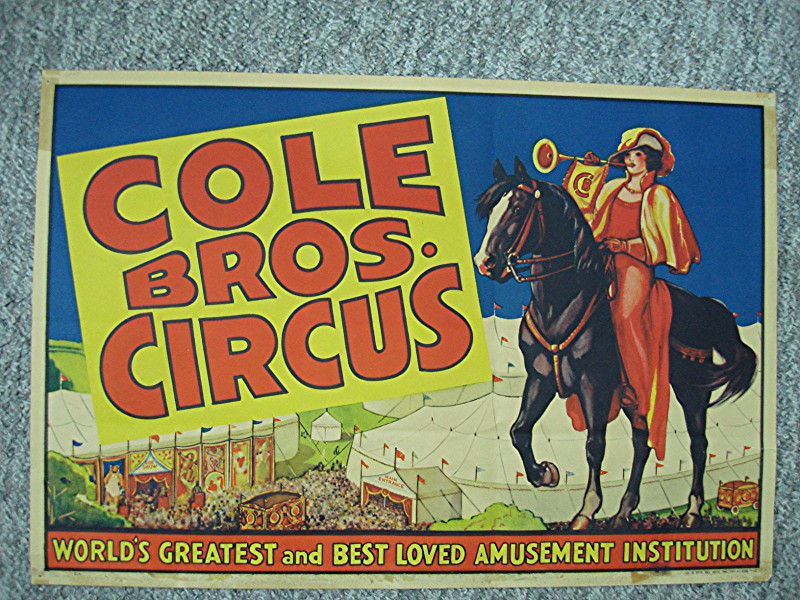 Vintage 1945 Cole Brothers Circus Poster