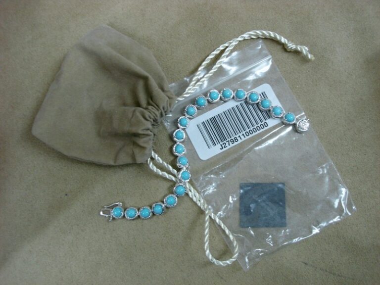 Genuine Sleeping Beauty Turquoise Diamond-Cut Sterling Silver Tennis Bracelet