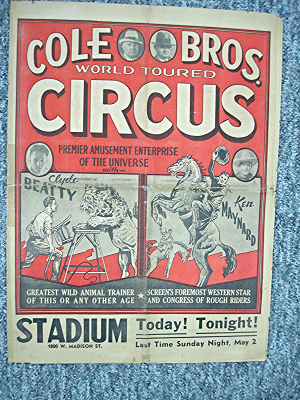 Original 1937 Cole Brothers Circus Courier