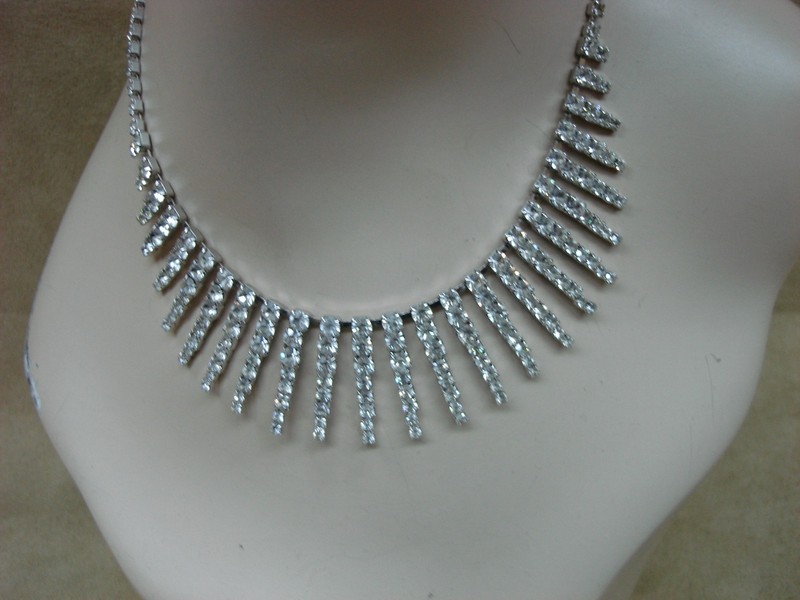 Vintage 1980s Rhinestone Bib Choker Necklace