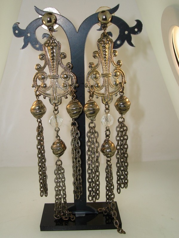 Pair of vintage 1960s fringe earrings