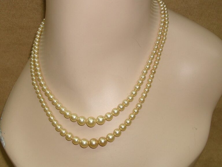 Vintage Marvealla faux pearl choker necklace, 1940s-50s, sterling clasp