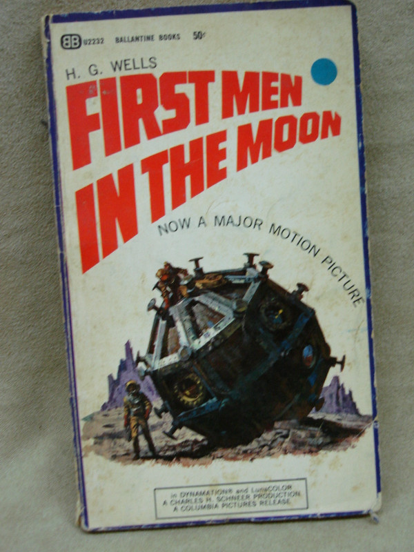 Vintage 1964 paperback edition of H.G. Wells's 'First Men in the Moon' by Ballantine Books