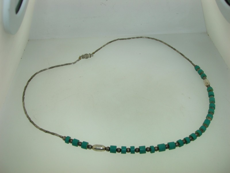 Vintage Southwestern Turquoise and Liquid Silver Bead Necklace