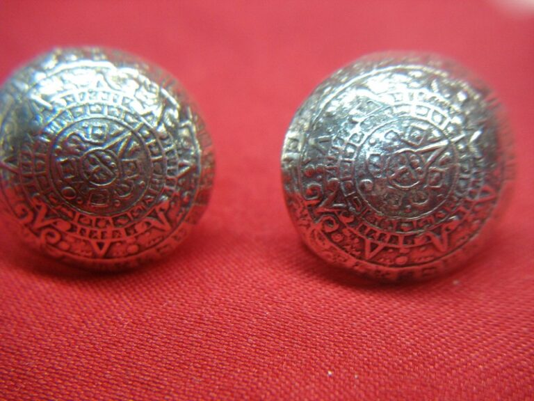 Vintage Sterling Silver Aztec Calendar Earrings