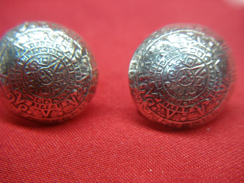 Vintage Sterling Silver Aztec Calendar Earrings