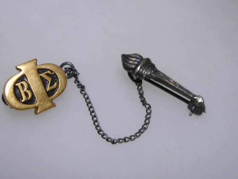 Vintage Phi Beta Epsilon Sweetheart Pin, Gold Tone, Torch Design