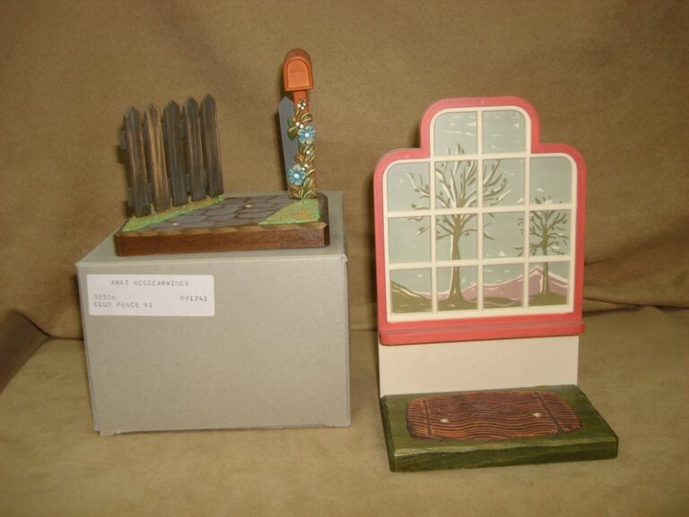 Vintage ANRI Winter Window Scene with Mailbox and Garden Path Accessories