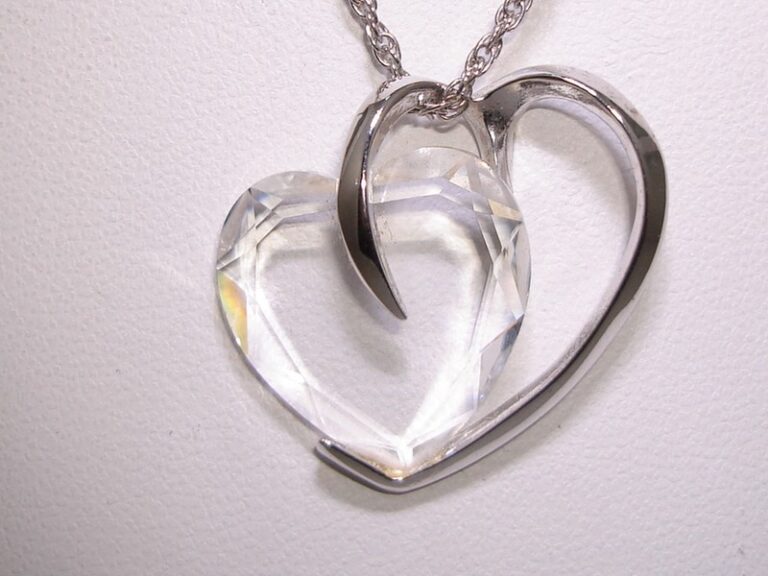 Sterling silver and crystal double heart pendant necklace