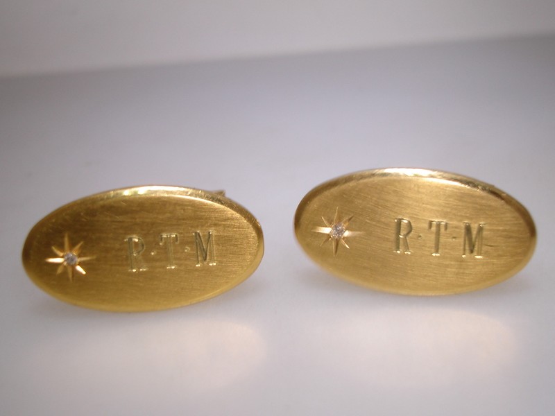 Vintage Avedon Vermeil Cufflinks with Diamond Accents