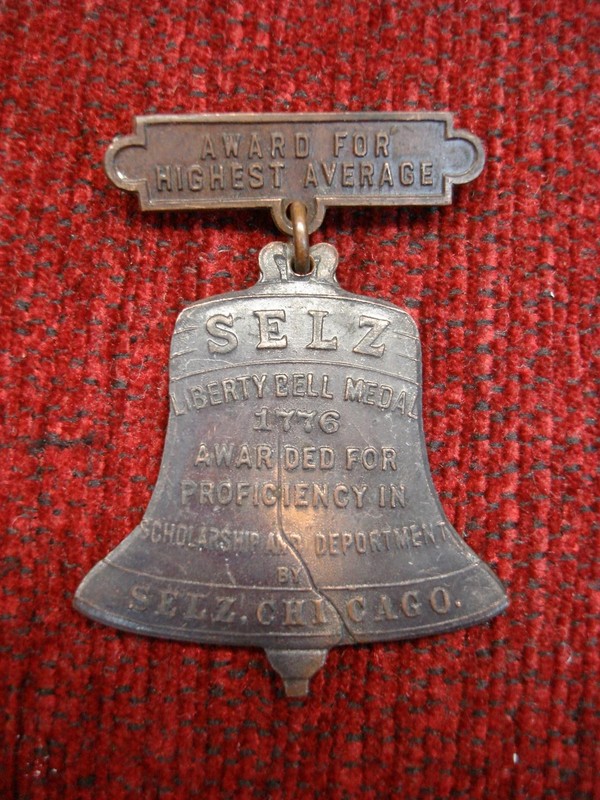 Vintage bronze Liberty Bell proficiency medal from 1776