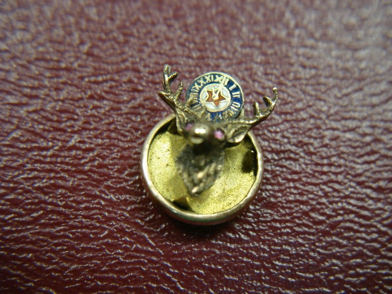 Vintage 14K Yellow Gold Elks Head Lapel Pin