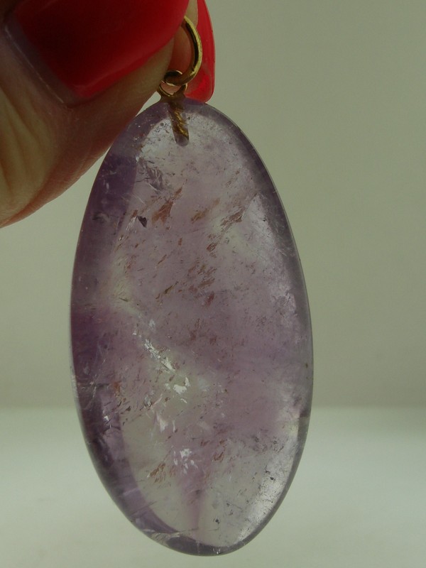 Large polished amethyst pendant, 34 grams, 2.25 inches, 17+ carat natural gemstone