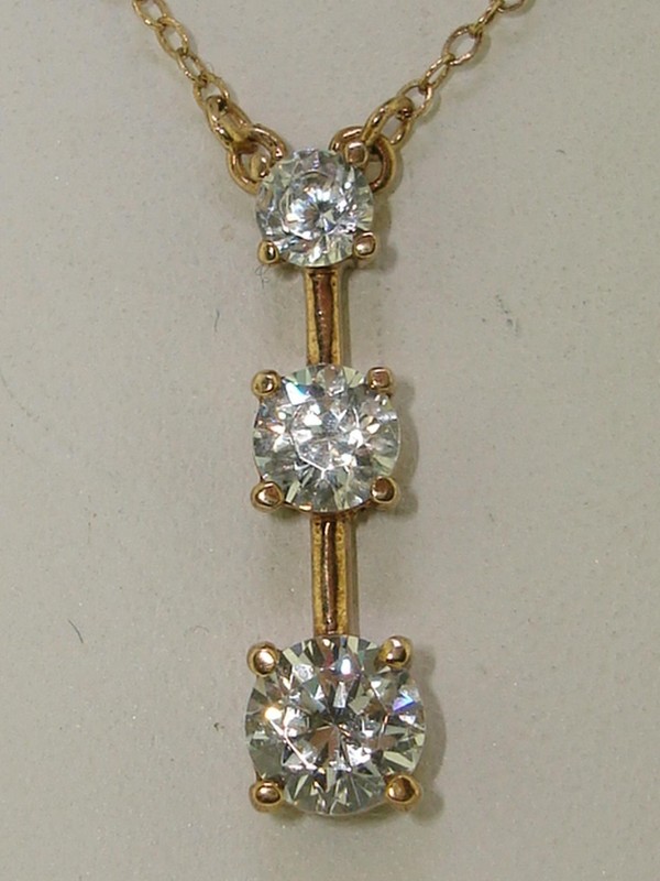 Rose gold plated sterling silver pendant necklace with cubic zirconia stones