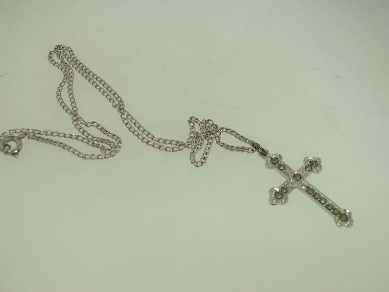 Sterling Silver and Marcasite Cross Necklace