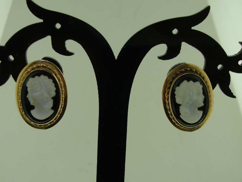Vintage 1950s Gold Filled Cameo Earrings