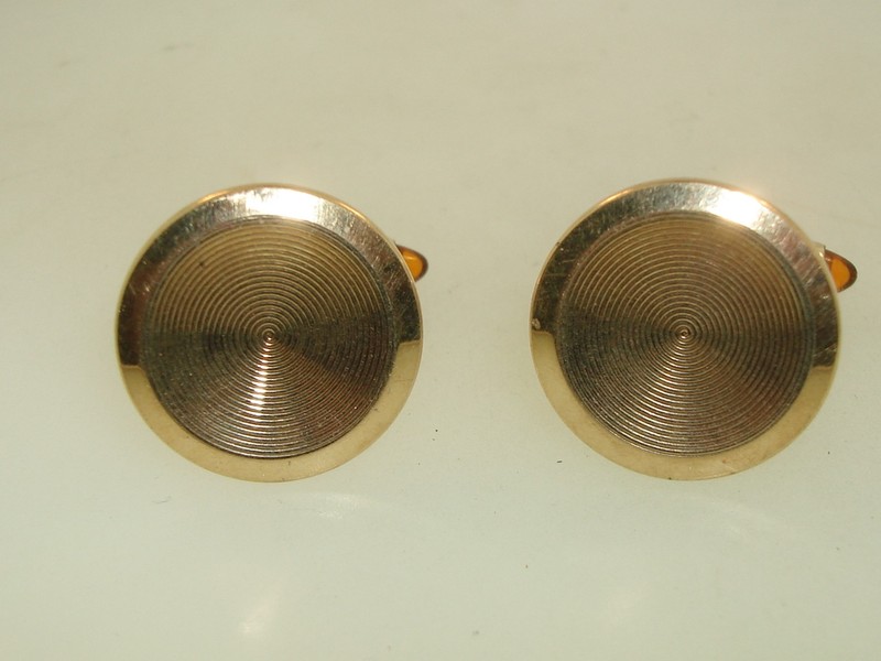 Vintage Krementsz amber glass bullet cufflinks, gold tone