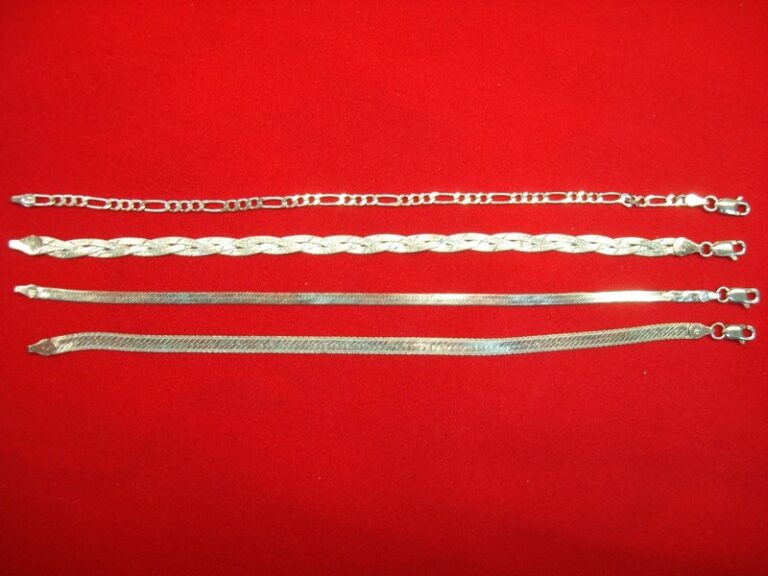Set of four unique sterling silver bracelets, excellent condition