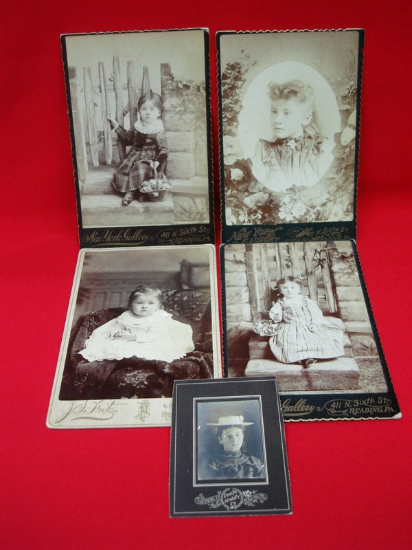 Antique cabinet photos of a young girl growing up in the 1890s in Reading, PA